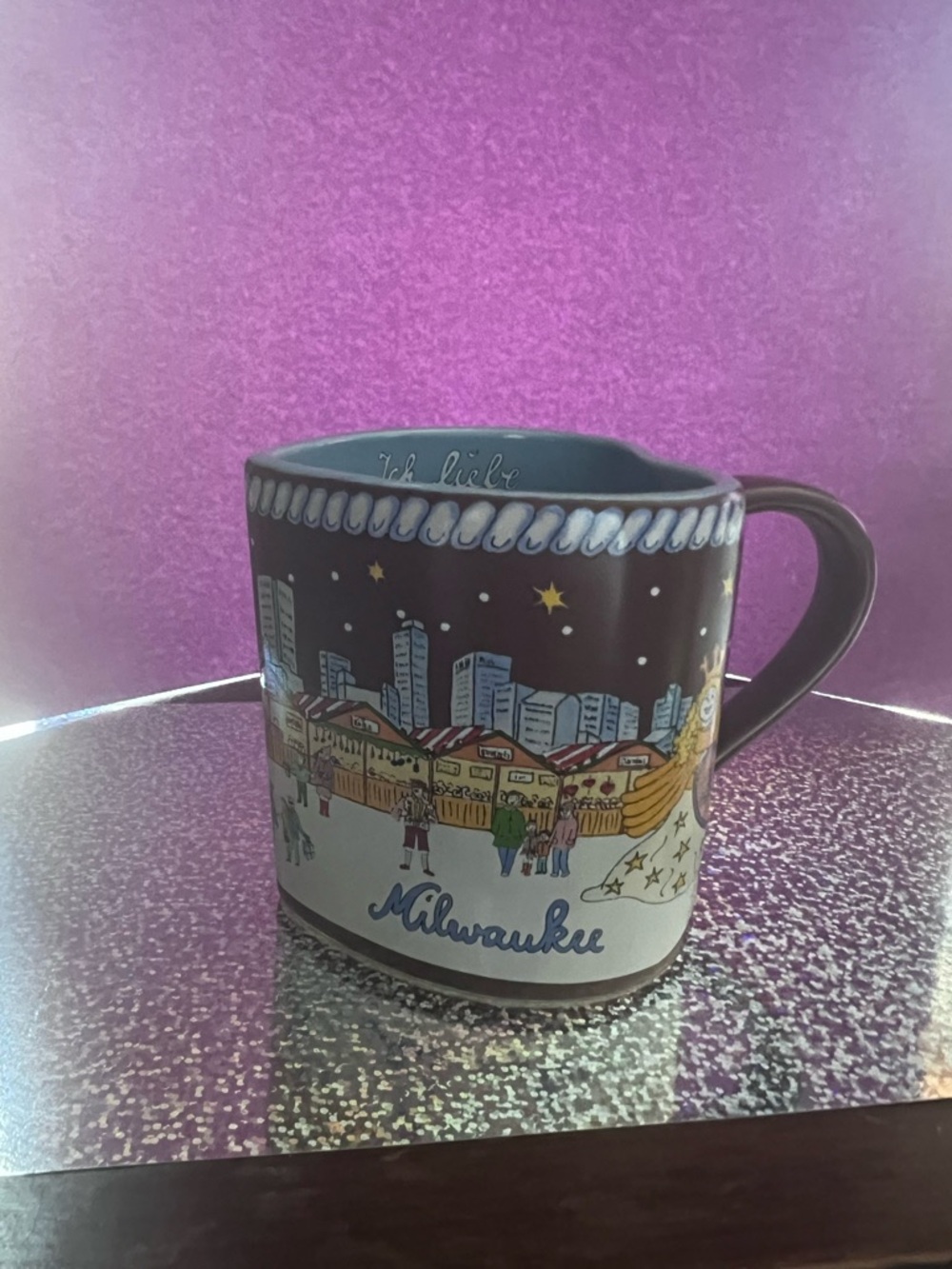 Milwaukee Illustrated Ceramic Holiday Mug - Brown